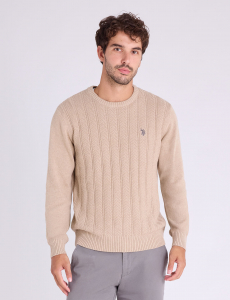 VERTICAL TEXTURED CREW NECK SWEATER