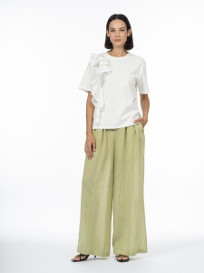 Футболка из хлопка с декоративной рюшей