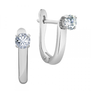 Серьги с фианитом родированные серебро 925*