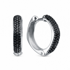 Серьги с фианитом родированные серебро 925*