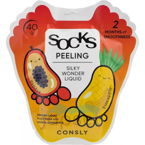 Consly Отшелушивающие пилинг-носочки для ног Silky Wonder с экстрактами папайи и ананаса, 40 гр