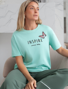 Футболка с принтом свободная эластичная из премиального хлопка