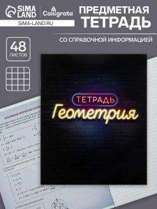 Тетрадь предметная, 48 листов в клетку, Calligrata, «Неон. Геометрия»