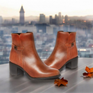 Rodri Botin Mujer En Piel Cuero y Tacón Medio