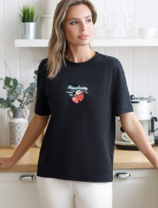 Футболка с принтом свободная эластичная из премиального хлопка