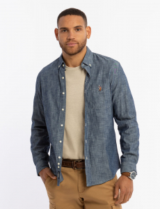 INDIGO SLUB CHAMBRAY LONG SLEEVE SHIRT
