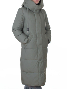 A8356 GRAY/GREEN Пальто зимнее женское (200 гр. холлофайбер)