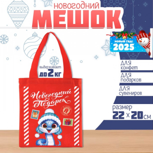 Мешок для конфет «Змея: Новогодний подарок», детский шопер, 22?20 см