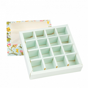 Коробка с обечайкой для 16 конфет с разделителями 