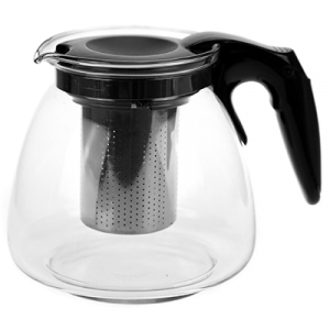 Чайник заварочный 1,1л h10,5см, стеклянная колба, пластмассовый корпус, ситечко нержавеющая сталь, д/горла-9см, д/основания-9см, подарочная упаковка (Китай)