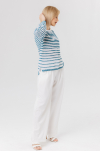 Джемпер из льна 4-307 бирюза меланж