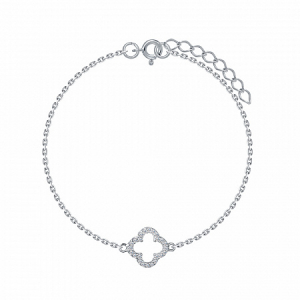 Браслет с фианитом родированный серебро 925*