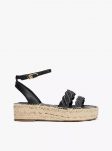 Leather Twist-Strap Platform Espadrille