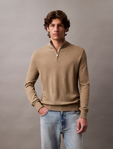 Extra Fine Merino Wool Blend Quarter Zip Sweater