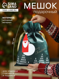 Мешок подарочный новогодний «Волшебный лес» зелёный, 20?30 см