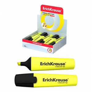 Маркер текстовыделитель ErichKrause V-12, 0.6-5.2 мм, флуоресцентные чернила на водной основе, жёлтый