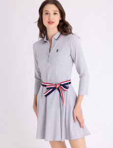 3/4 SLEEVE SIGNATURE STRIPE SWING DRESS