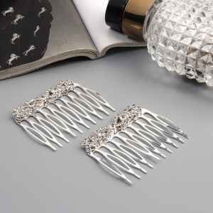 Гребень для волос QF «Медея», набор 2 шт., бант, 5?4 см, серебро