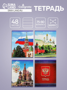 Тетрадь 48 листов в клетку Calligrata «Россия», серые листы, МИКС