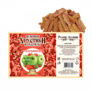 Яблочные Хрустики из пастилы (с клубникой) 0,5кг  (10шт/кор)