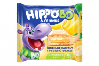 «HIPPO BONDI & FRIENDS», пирожное бисквитное с желейной начинкой со вкусом банана, 32 г (упаковка 12 шт)