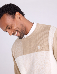 PATCHWORK CREW NECK SWEATER