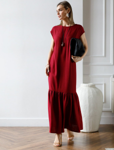 Платье с воланом изо льна с вискозой