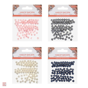 Набор бисера в виде жемчуга, 3x30шт, пластик, 4 цвета