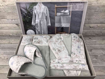 Набор Pupilla в ассортименте 4-х пр. (халат,полотенце 50*90,полотенце 70*140,тапочки) YESIL