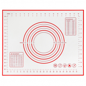 Коврик силиконовый, армированный для раскатки теста и выпекания 40х50см, белый с цветной разметкой, микс (Китай)