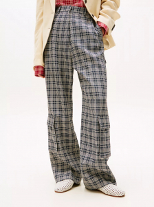 Silk Blend Check Cargo Pant