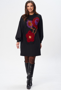 Платье Gizart 5347 красно-фиолетовые цветы