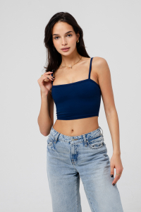 Кроп F-топ-бандо-3 спортивный домашний на тонких бретельках