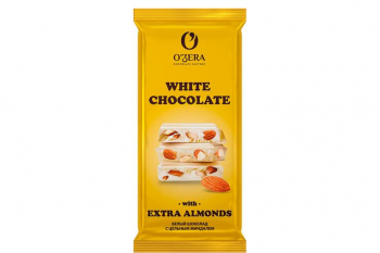 «O'Zera», шоколад White and Extra Almond, 90 г