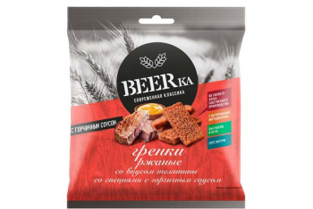 «Beerka», гренки со вкусом телятины и горчичным соусом Calve, 85 г