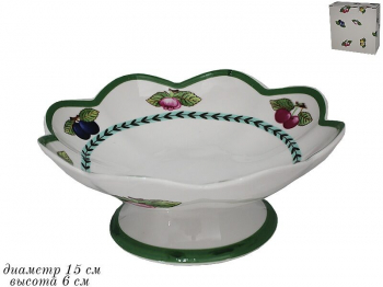 105-818 Конфетница на ножке 15см  ФРУКТЫ в под.уп.(х32)