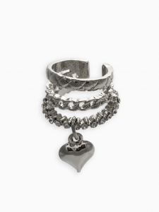 Кафф «Стиль. Сердце», стеганое, белые в серебре