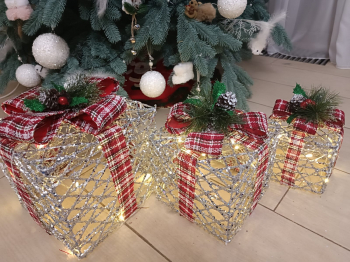 Новогоднее украшение под елку из 3 - х подарочных коробочек №2