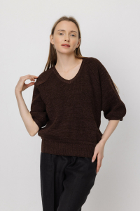 Джемпер льняной 4-136/1 махагон