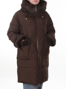 6093 BROWN (COFFEE) Куртка зимняя женская оверсайз (200 гр. холлофайбер)