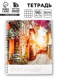 Тетрадь в клетку, 96 л., А5, на спирали, блок №2, Bon voyage
