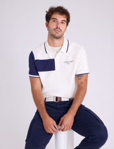 COLOR BLOCK PIQUE POLO SHIRT