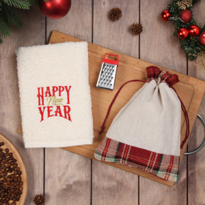 Набор в мешочке «Этель» Happy: полотенце 35?60 см, тёрка 7.7?3.7?3 см