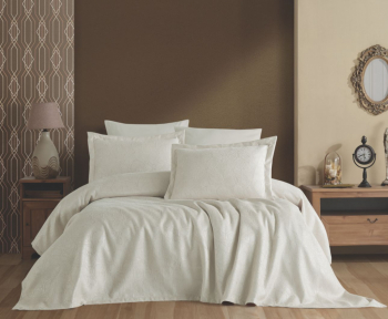 Покрывало EFOR (Gardines) с наволочками YAPRAK (240*260) кремовый KREM