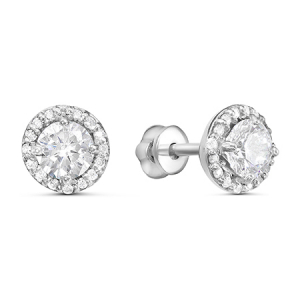 Серьги с фианитом родированные серебро 925*