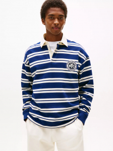 Relaxed Fit Striped Rugby Sweatshirt