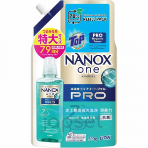 Lion Top Nanox One PRO Жидкое средство для стирки максимальное отстирывающее и дезодорирующее действие, сохранение цвета, защита от повреждений, суперконцентрат, мягкая упаковка с крышкой, 790 гр