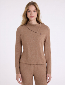 SHAWL COLLAR LONG SLEEVE HACCI TOP