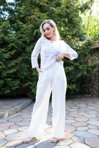 Джемпер из льна 4-266 бело-кремовый