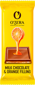«O'Zera», молочный шоколад Milk & Orange filling с желейной апельсиновой начинкой, 24г (упаковка 30шт.)